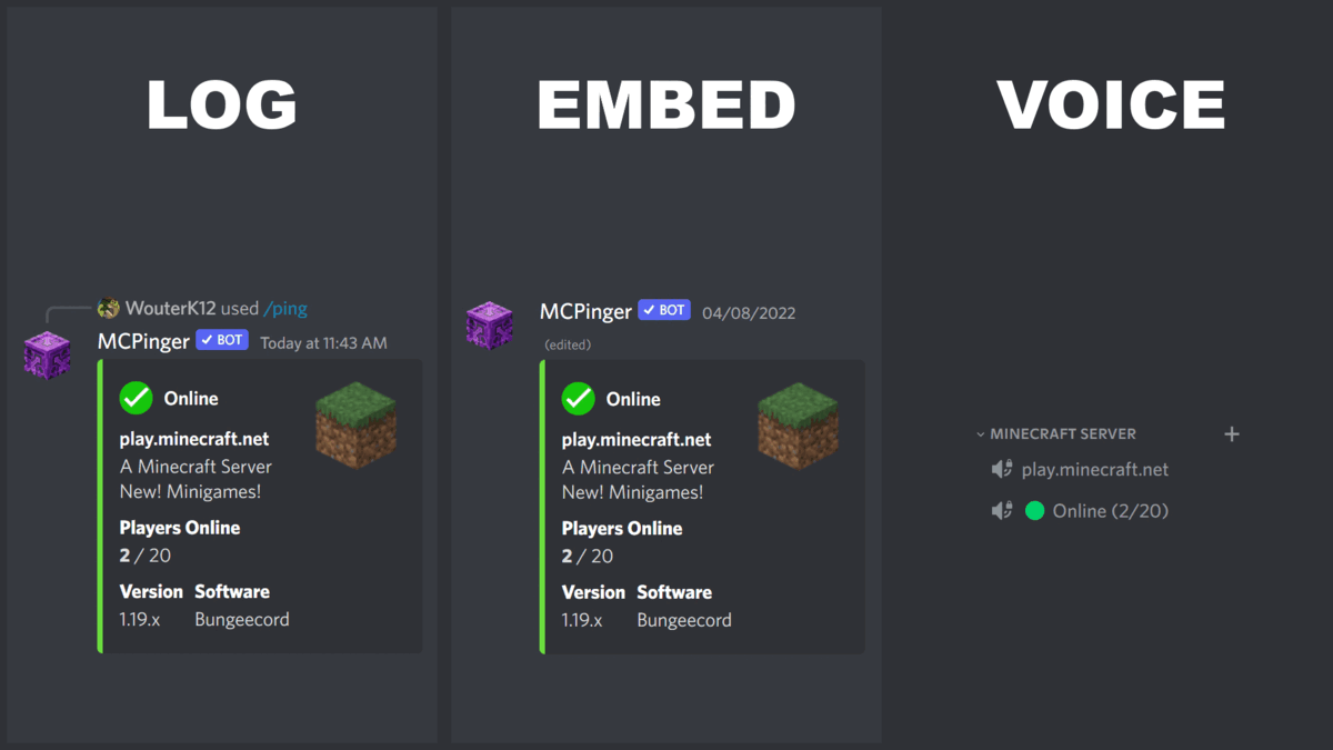GitHub - emerysteele/minecraft-server-status-bot: Minecraft Server